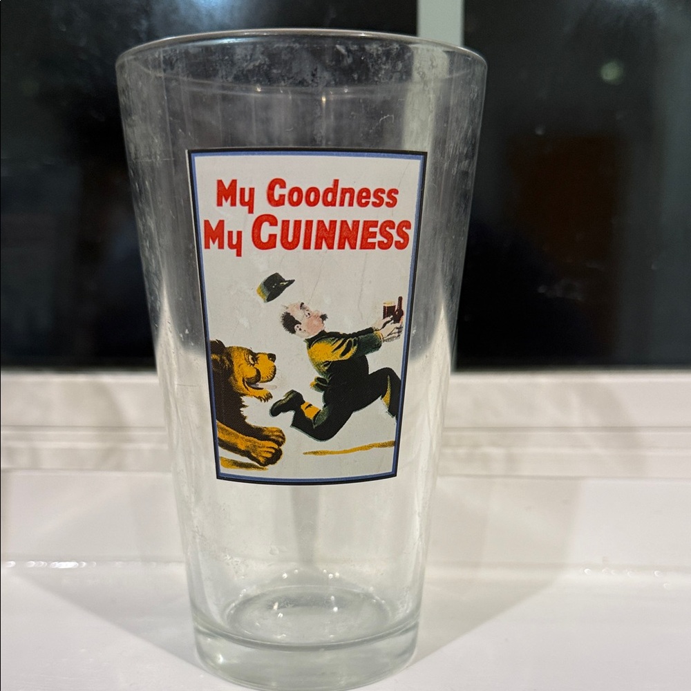 Guinness Pint Glass with Retro Artwork